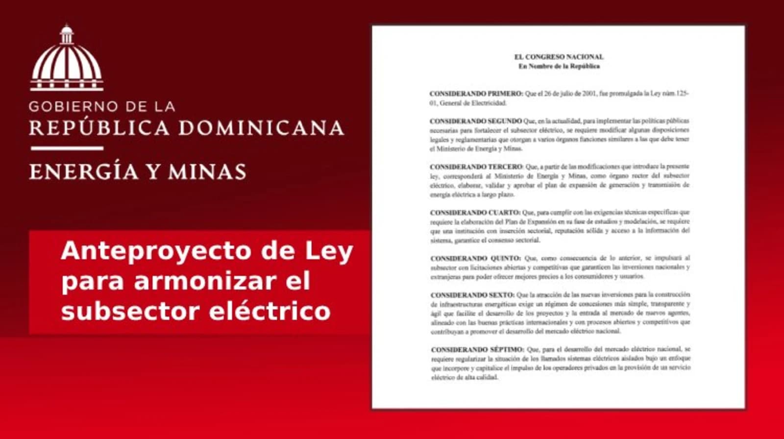 República Dominicana evalúa cambios en el subsector eléctrico que impactarán a las energías renovables
